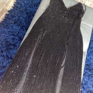 Long black dress with double splits